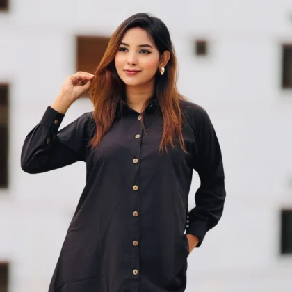Women’s Solid Black Color Tunic Shirt