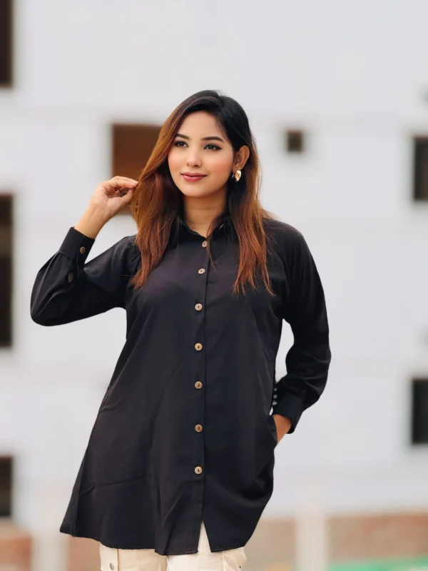 Women's Solid Black Color Tunic  Shirt