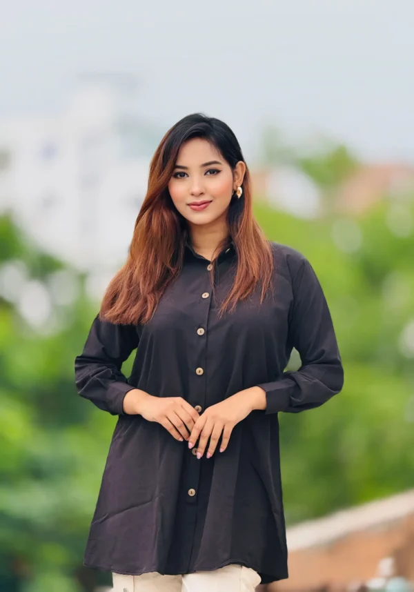 Women's Solid Black Color Tunic  Shirt - Image 5