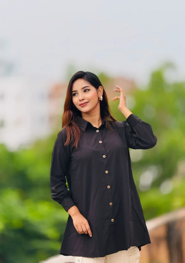 Women's Solid Black Color Tunic  Shirt - Image 4