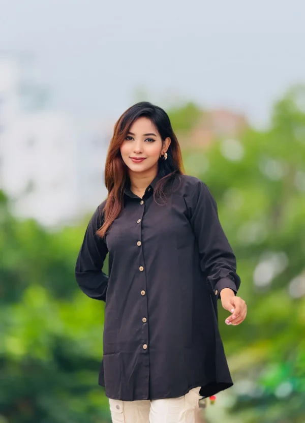 Women's Solid Black Color Tunic  Shirt - Image 3
