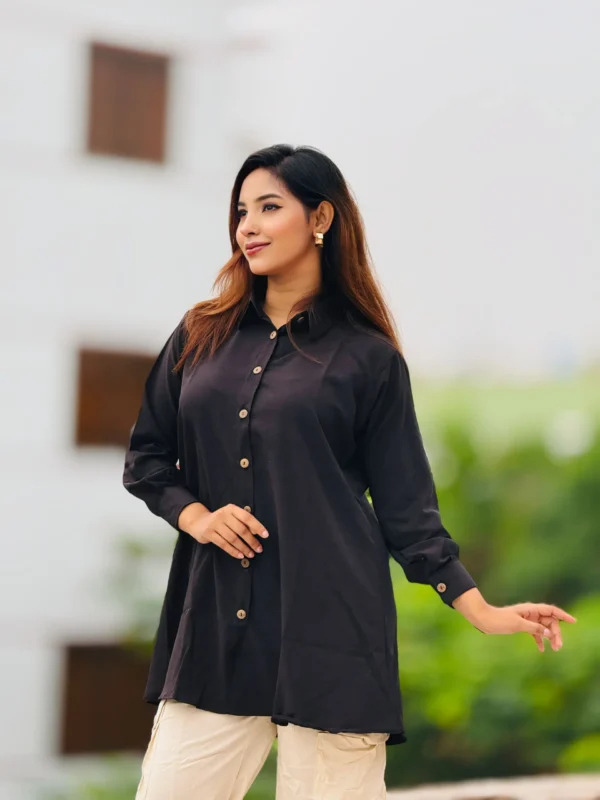 Women's Solid Black Color Tunic  Shirt - Image 2