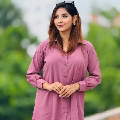 Women’s Solid Onion Pink Color Tunic Shirt
