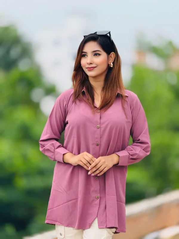 Women's Solid Onion Pink Color Tunic  Shirt