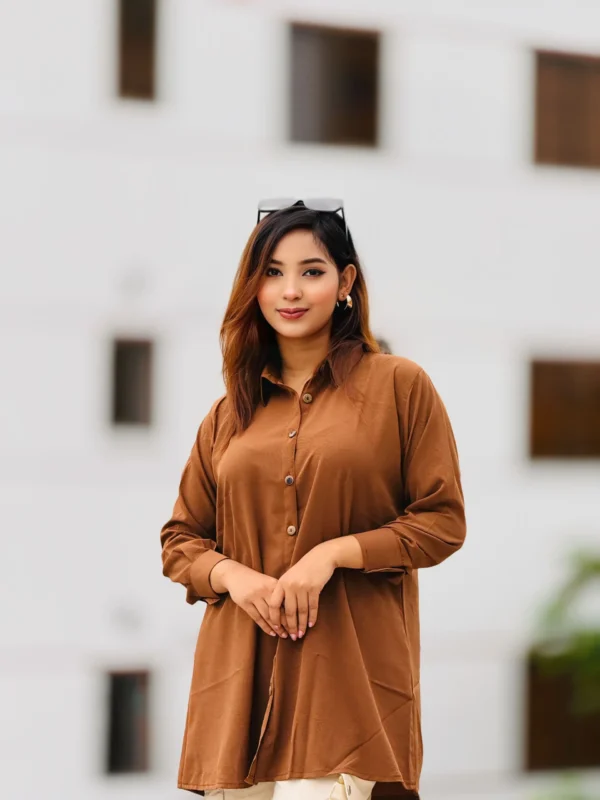 Women's Solid Coffe Color Tunic  Shirt