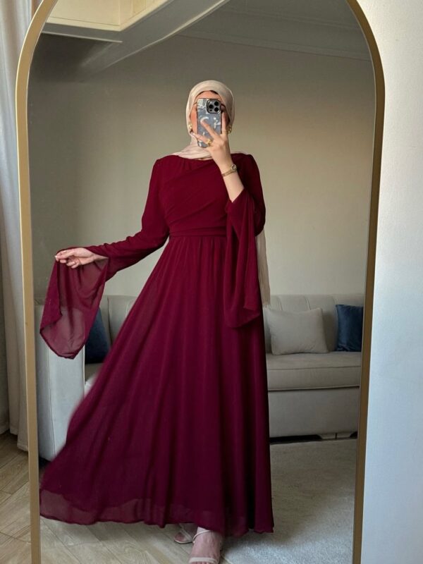 Flare Sleeve Elegant Princess Gown(Maroon)