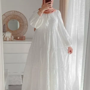 🤍 White Blossom – Premium ChickenKari Gown