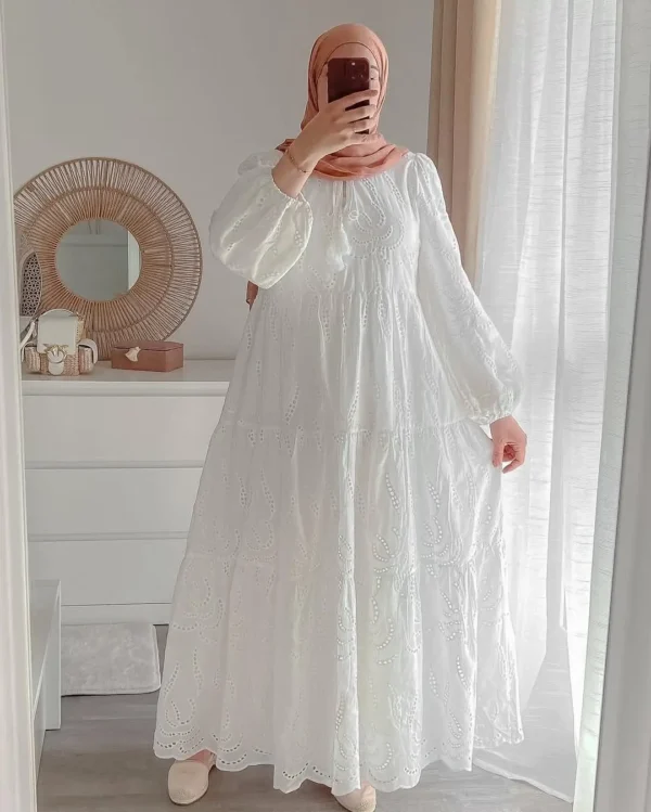 🤍 White Blossom – Premium ChickenKari Gown