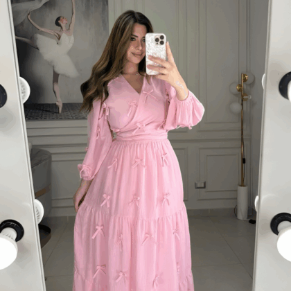 Skirt-Top Set – Elegant Diamond Georgette Edition (Pink)