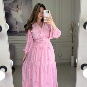 Premium Skirt-Tops Set – Diamond Georgette Edition (Pink)