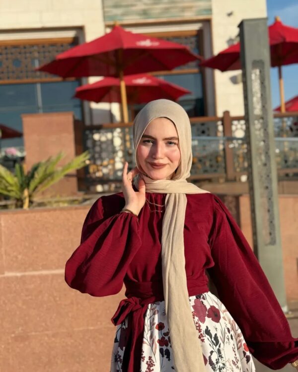 Elegant Maroon-Floral Maxi Skirt-Top Set