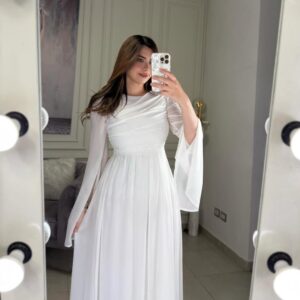 Flare Sleeve Elegant Princess Gown (White)
