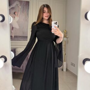 Flare Sleeve Elegant Princess Gown (Black)