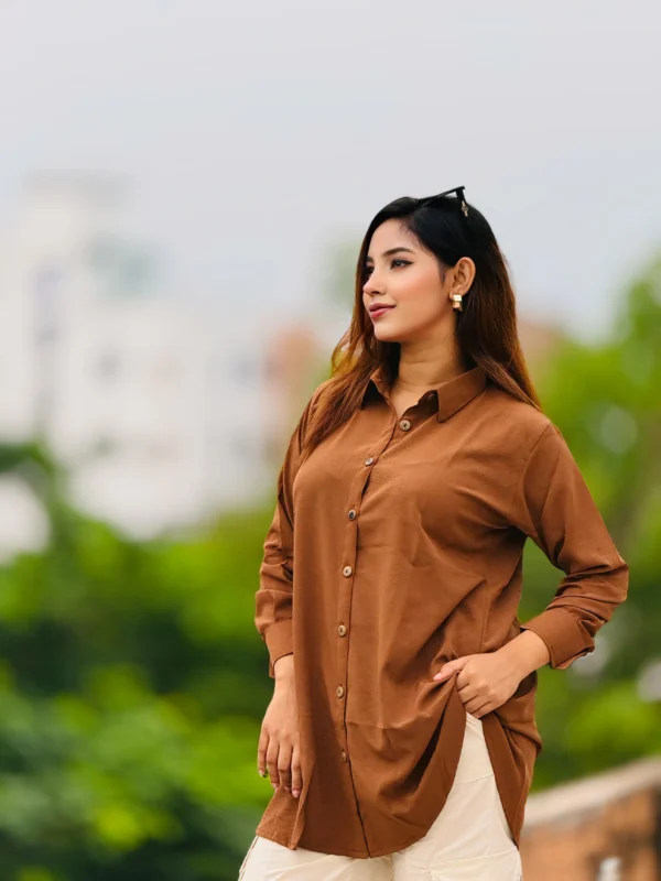 Elegant Women's Shirt in Premium Bangchur Cherry Fabric (Kathali) - Image 3