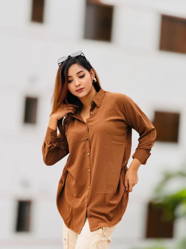 Elegant Women's Shirt in Premium Bangchur Cherry Fabric (Kathali) - Image 5