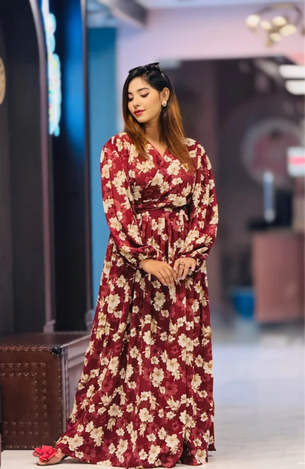 Alex Cheri Princess Gown-Meroon - Image 4