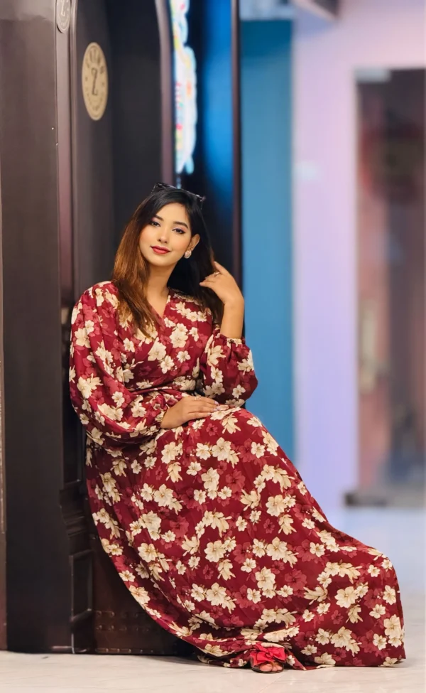 Alex Cheri Princess Gown-Meroon - Image 3
