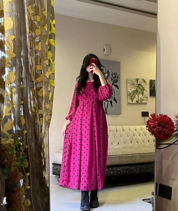 Hot Pink  Floral Desire Semi Long Gown - Image 2