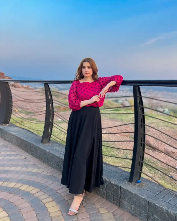 Hot Pink  Skirt-Tops Set - Image 4