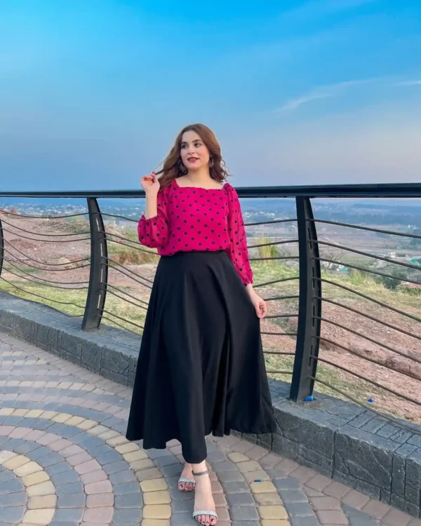 Hot Pink  Skirt-Tops Set - Image 5