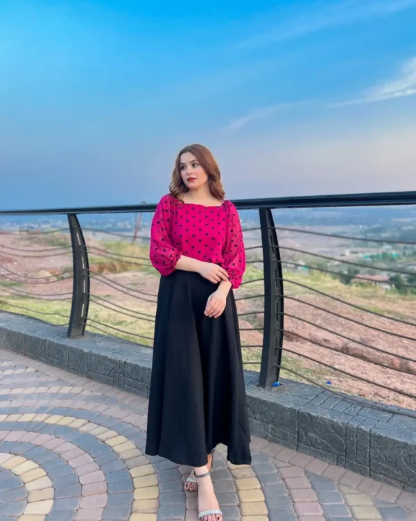 Hot Pink  Skirt-Tops Set - Image 3