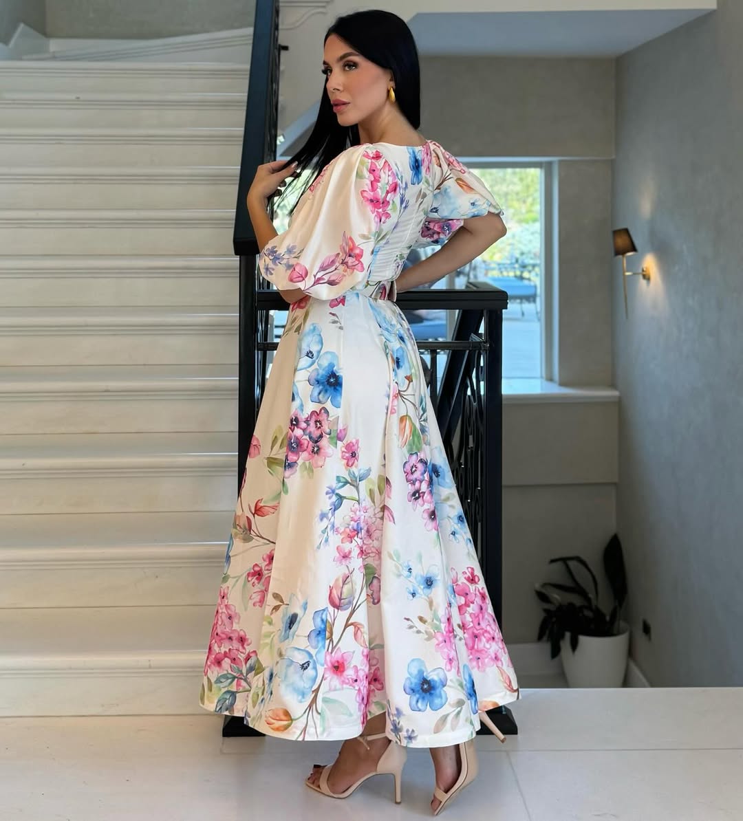 Floral Print Desire Semi Long Gown - Image 2